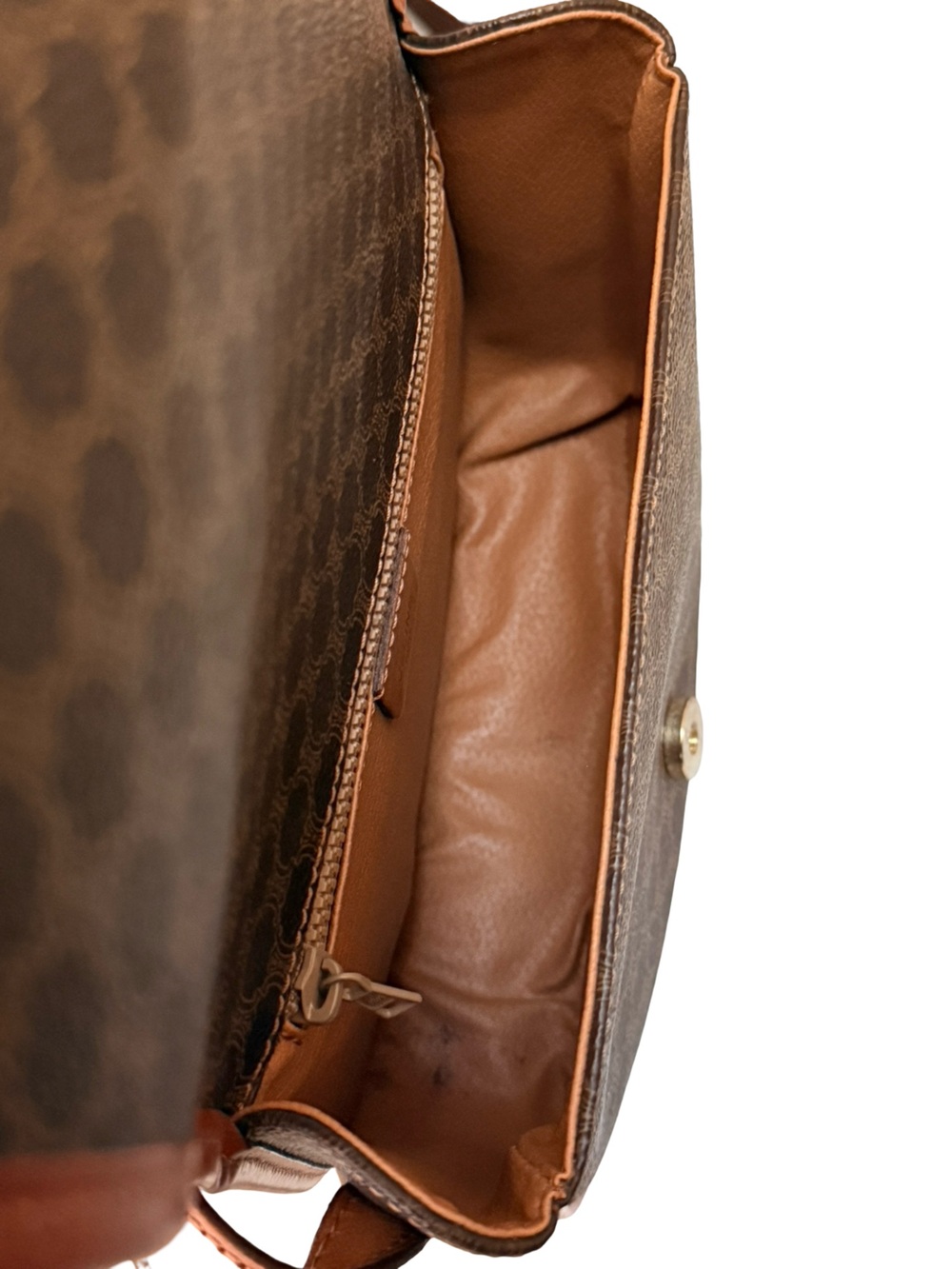 Vintage Celine Macadam Crossbody Brown PVC Leather Shoulder Bag with Back Pocket - Picture 9 of 16